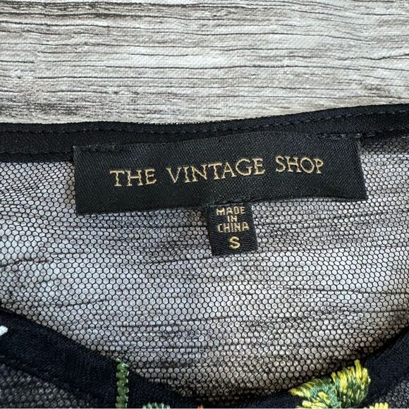 The Vintage Shop Women's Short Lace Overlay Mini Dress S SM Small Black Floral - Picture 6 of 14